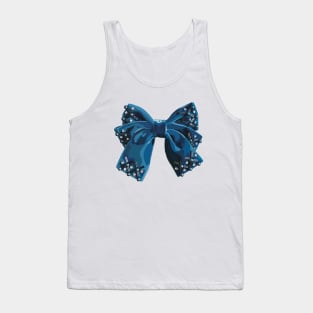 Blue velvet double bow with pearl, beads and crystal embroidery Tank Top